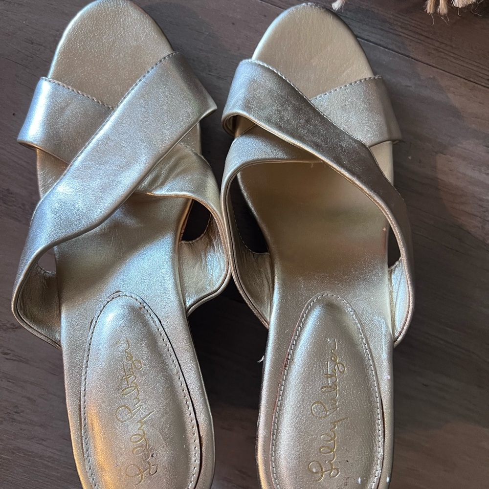 Lilly Pulitzer Selena Slide Gold Metallic